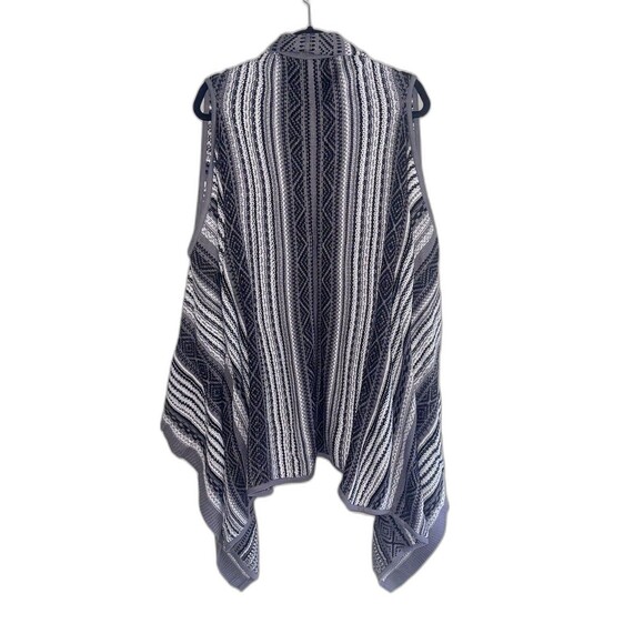 Westbound Boho Western Cardigan XL Womens Draped Sleeveless Striped Black White - Picture 7 of 9